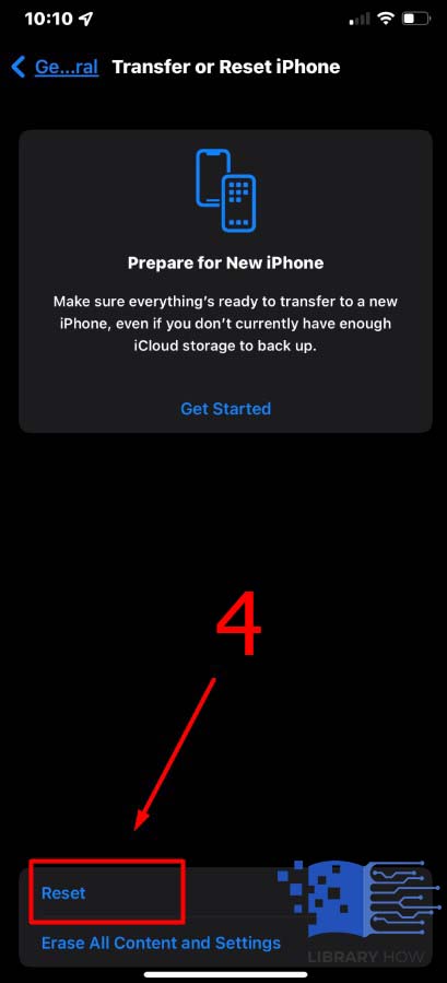 Select Reset on Iphone - Step 4