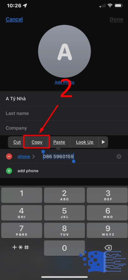 Tap on EDIT then select the number Copy - Step 2