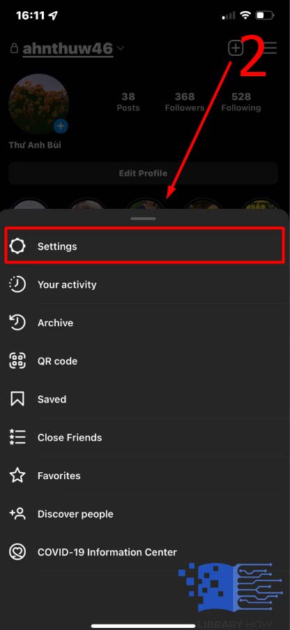 Tap on settings on Instagram - Step 2