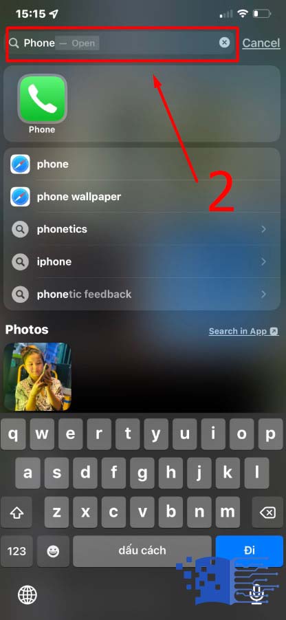 Type Phone in the search box that appears - Step 2