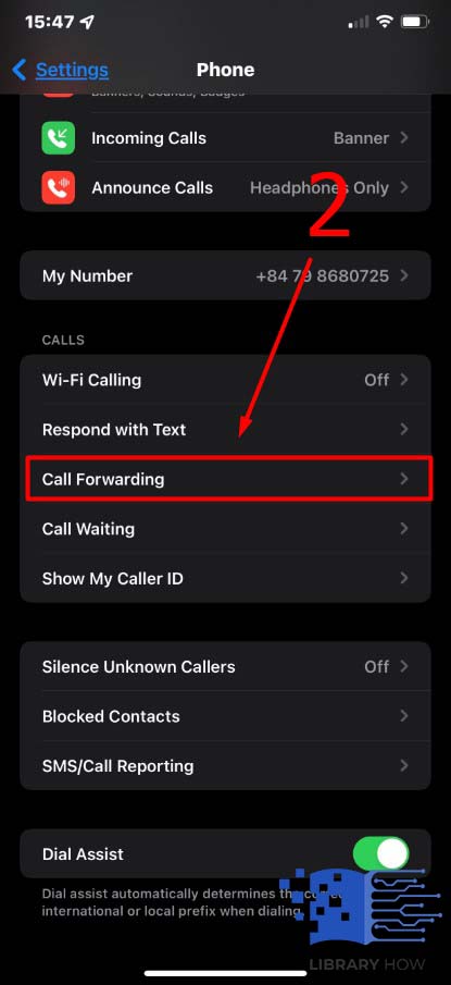 Go to Phone, then tap on Call Forwarding Under Calls settings - Step 2.2
