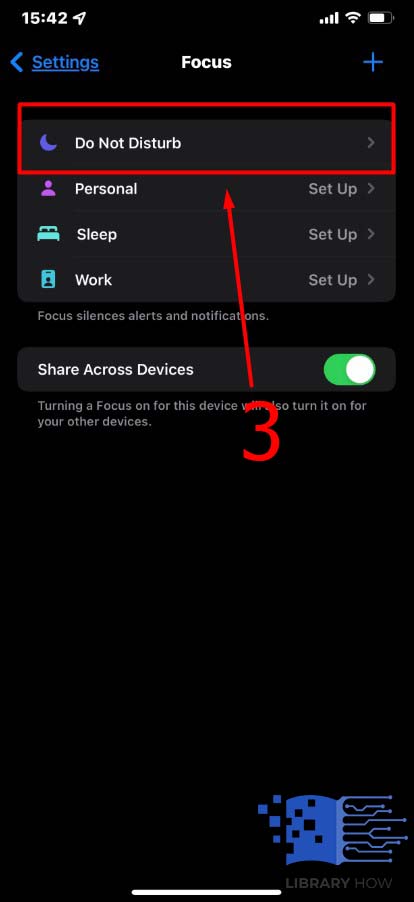 Tap on the Do Not Disturb option - Step 3