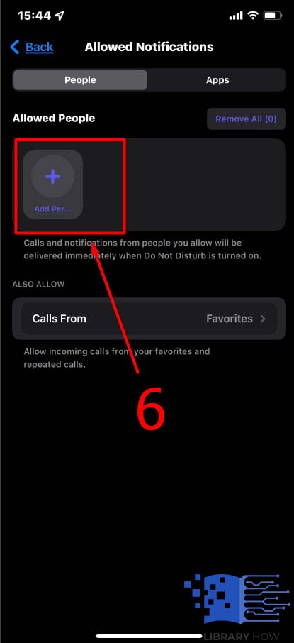 Then tap on the Calls From option under the Also Allow section - Step 6