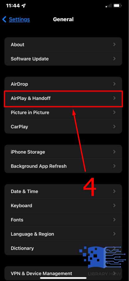 Then choose AirPlay & Handoff - Step 4