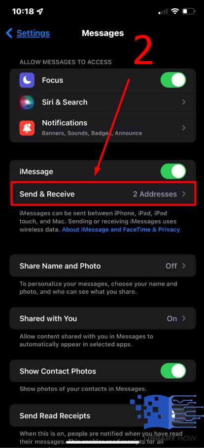 Then open iMessagesHit Send and Receive - Step 2