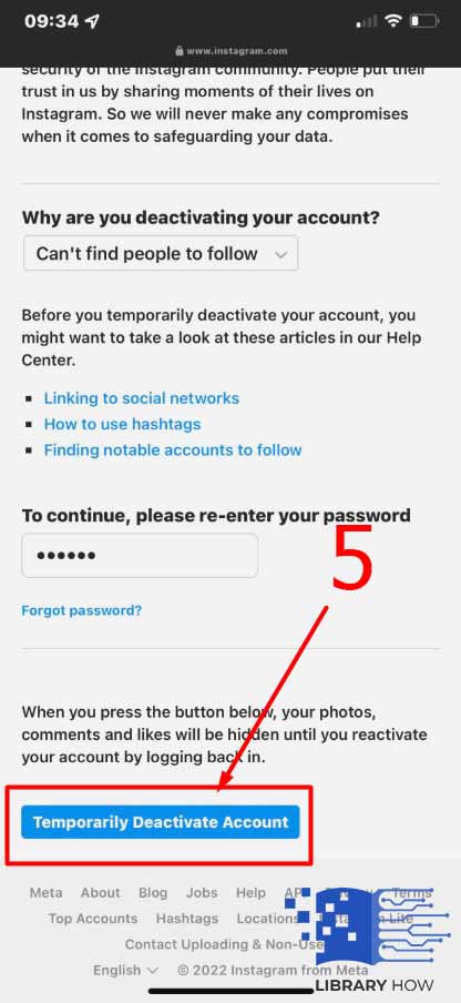 Deactivate Your Instagram Account - Step 5